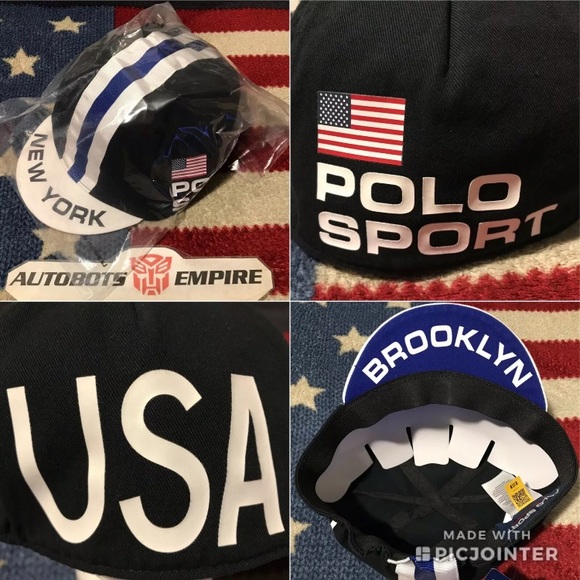 Vintage RALPH LAUREN POLO SPORT USA CYCLING NEW YORK BROOKLYN Cap L/XL NYC Rlpc - Picture 1 of 11